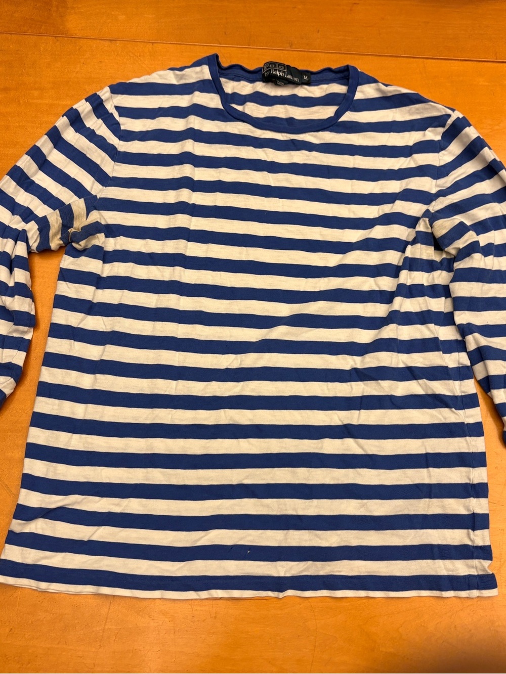 Polo by Ralph Lauren Blue and White Striped Long Sleeve Tee Shirt